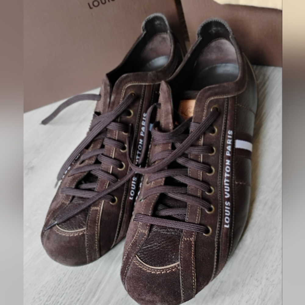Louis Vuitton Brown Suede and Leather Cosmos Low Top Sneakers